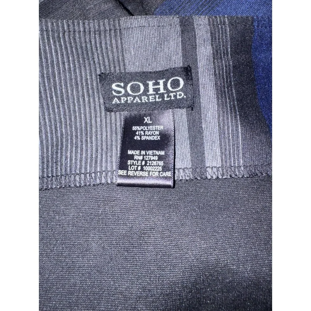 Striped Soho Apparel Ltd XL Stretch Pencil Skirt In Black Blue & Gray